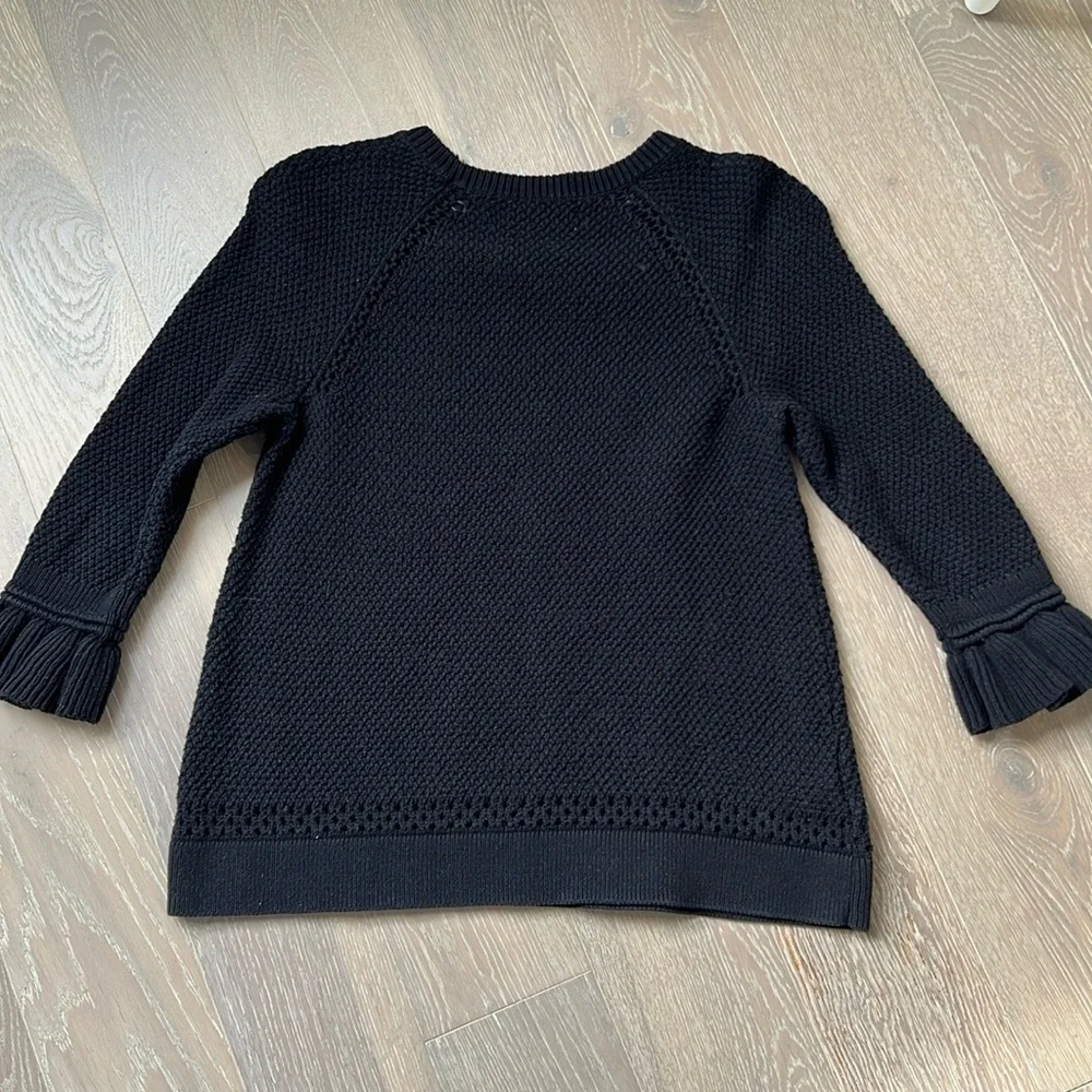LOFT Black Knit Sweater with Ruffle Sleeves